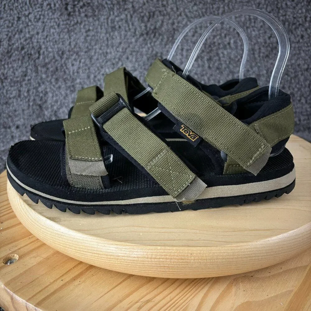 Teva Cross Strap Trail Sandal Mens 8 Olive Green Outdoor Hiking Vibram Sole Shoe